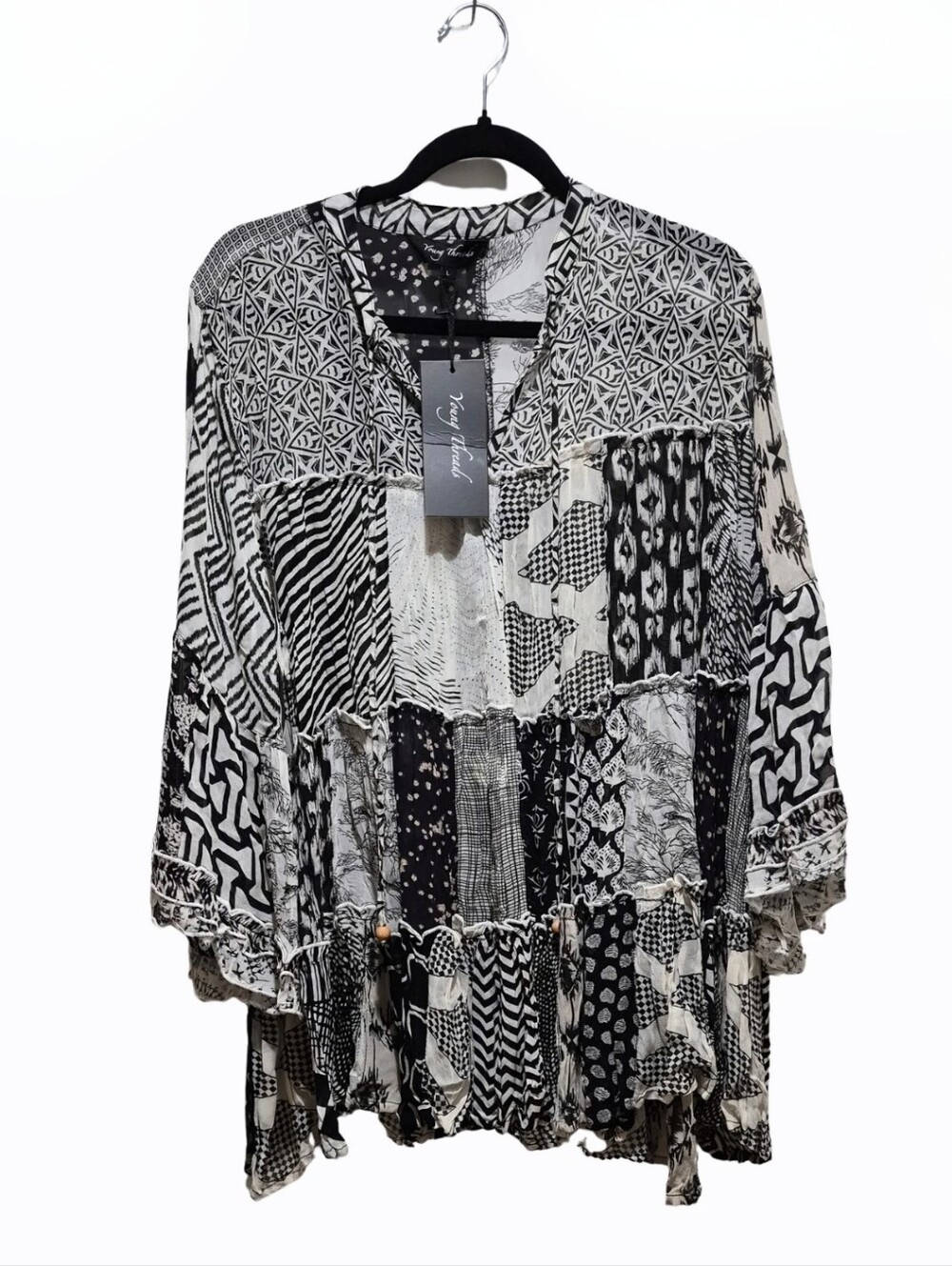 Young Threads Patchwork Boho Tunic Top Oversized Large NWT